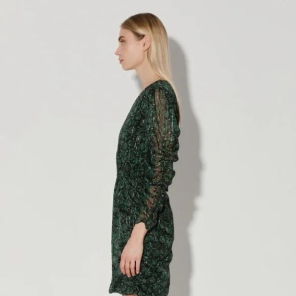 WALTER BAKER Deena Tulip Print Dress Forest Tulip Green L $268 - Picture 3 of 6